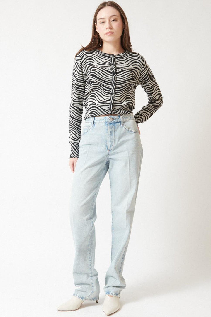 Angela wearing SPRWMN Slim Boyfriend Jean front view