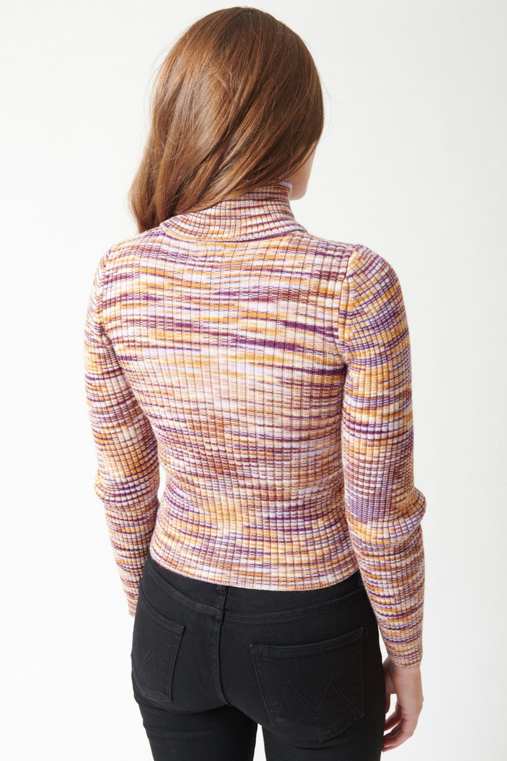 Julia wearing Mother Denim The Street Collar Pulling Strings rear view