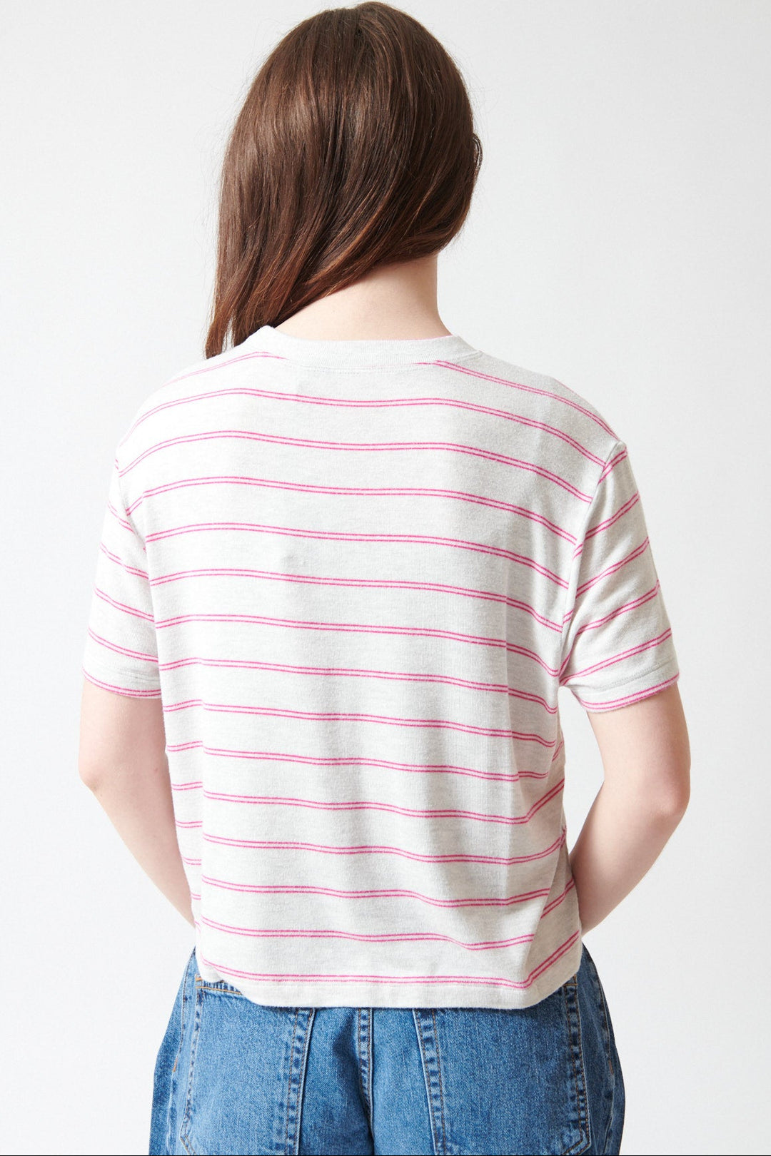 Sophie wearing ASKK NY Shrunken Boy Tee rear view 