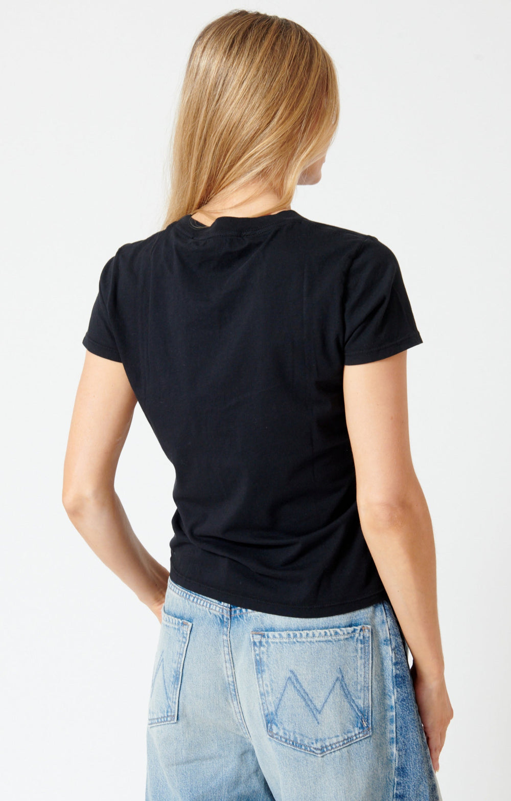 Mari wearing Mother Denim The Lil Goodie Goodie rear view