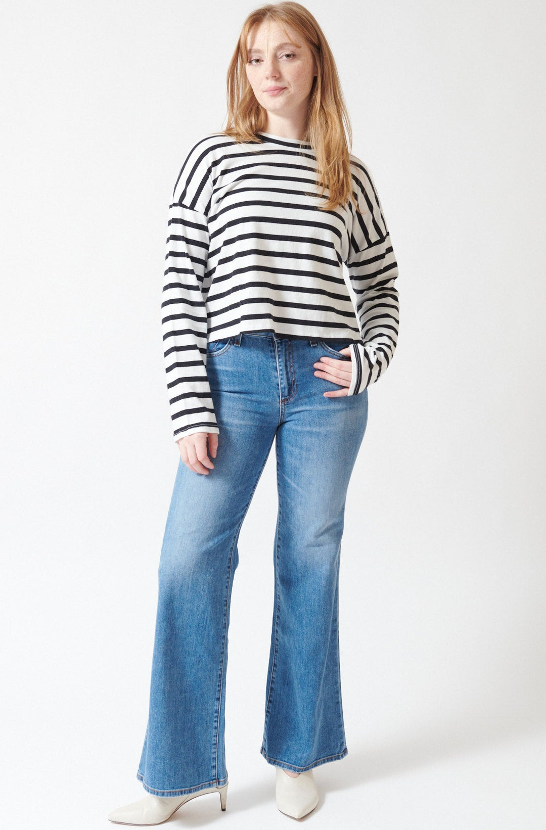 Waverly wearing ASKK NY Bailer Jean front view