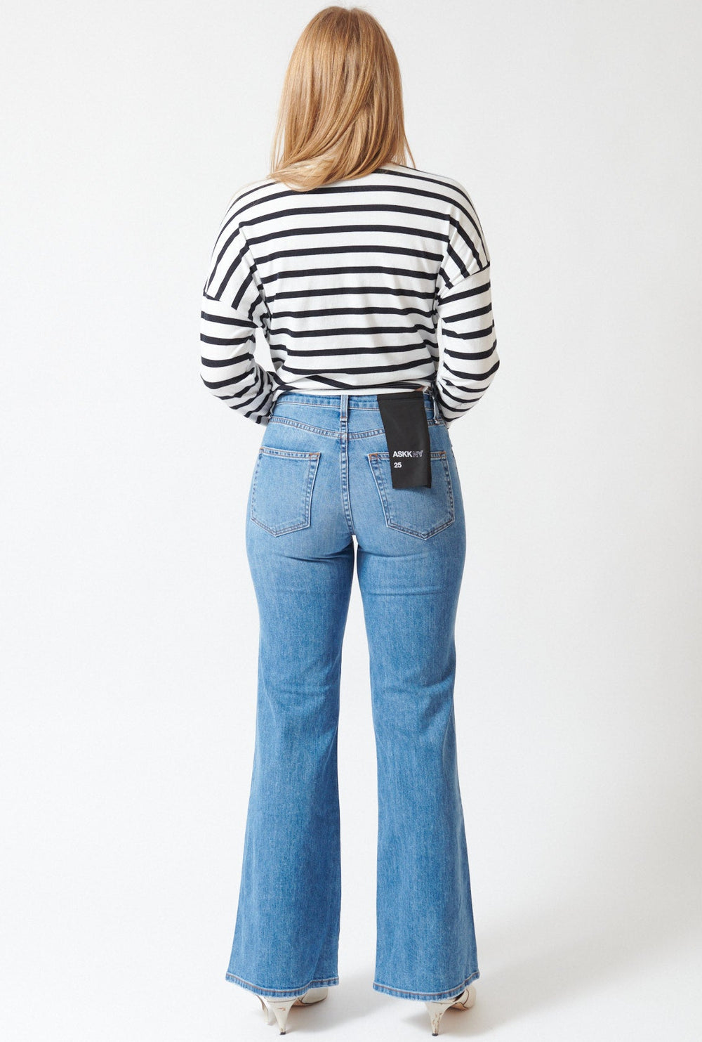 Waverly wearing ASKK NY Bailer Jean rear view