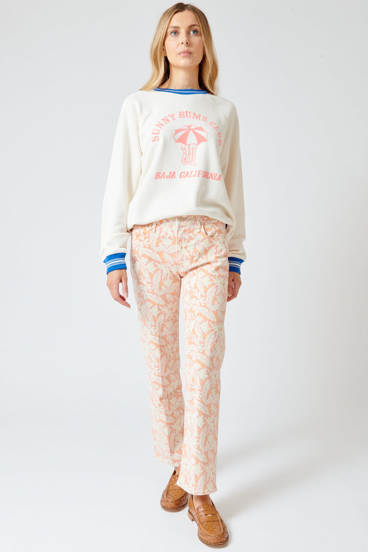 Mari wearing Mother Denim The Mid Rise Rambler Zip Ankle front view