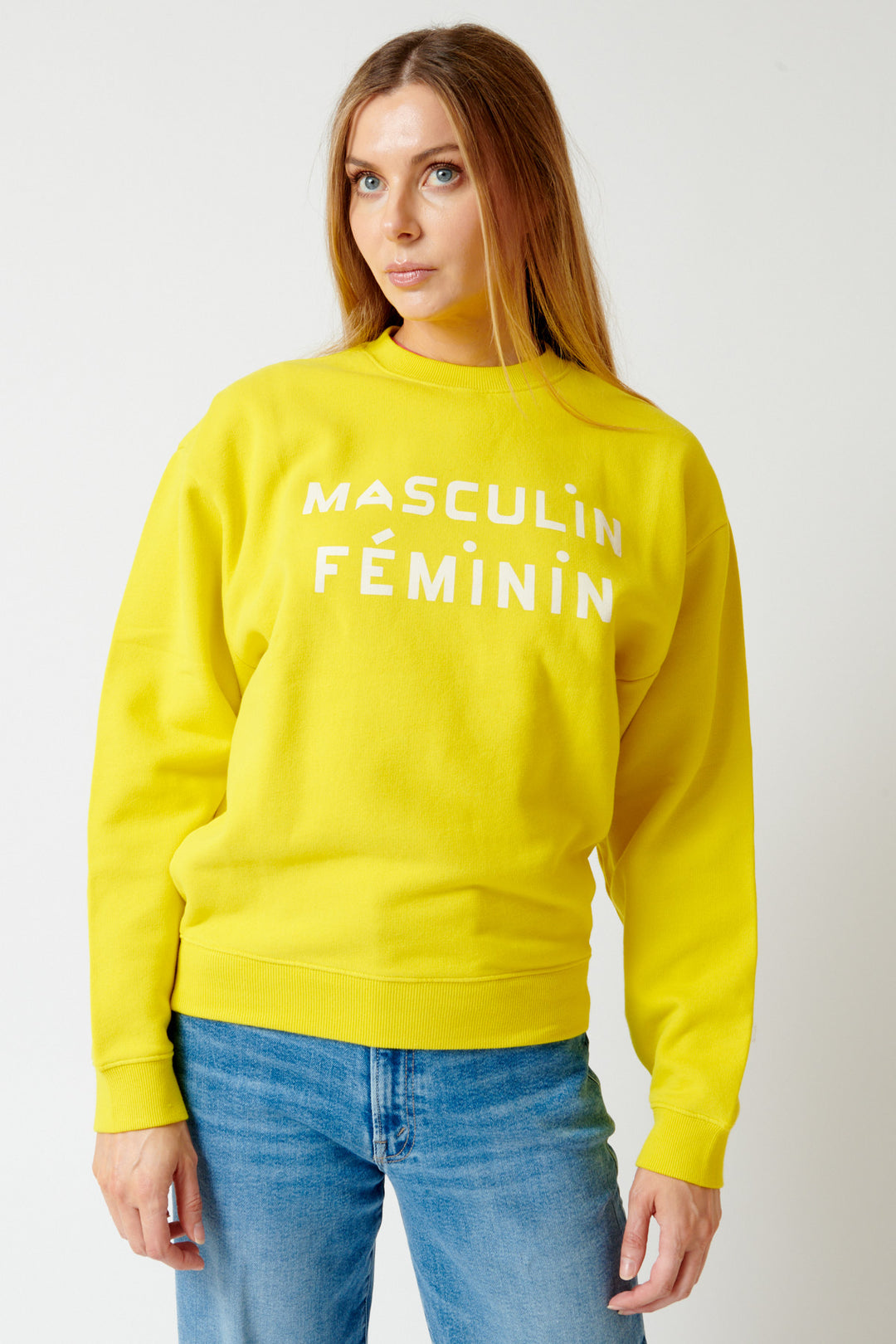 Mari wearing Clare V. Oversized Sweatshirt front view