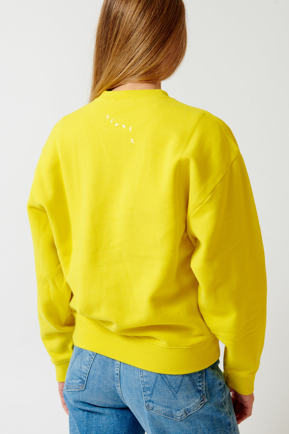Mari wearing Clare V. Oversized Sweatshirt rear view