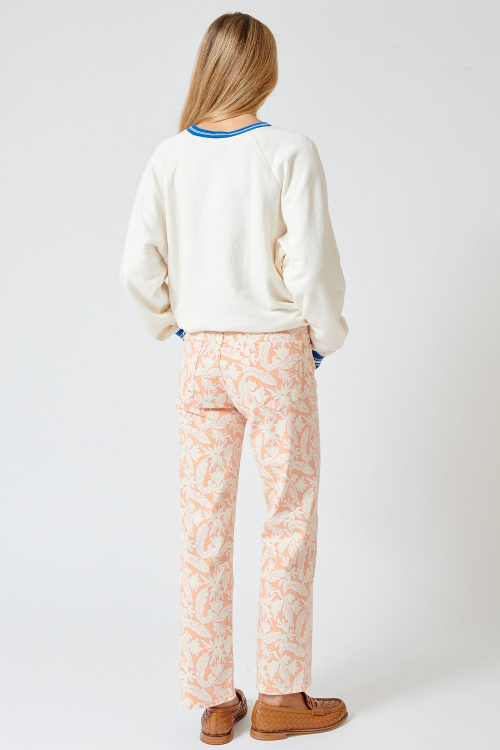 Mari wearing Mother Denim The Mid Rise Rambler Zip Ankle rear view