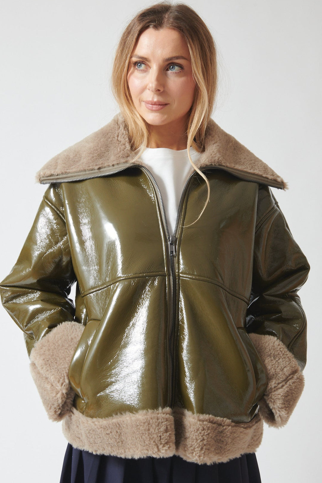 Mari wearing ELEH Shine On Jacket front view