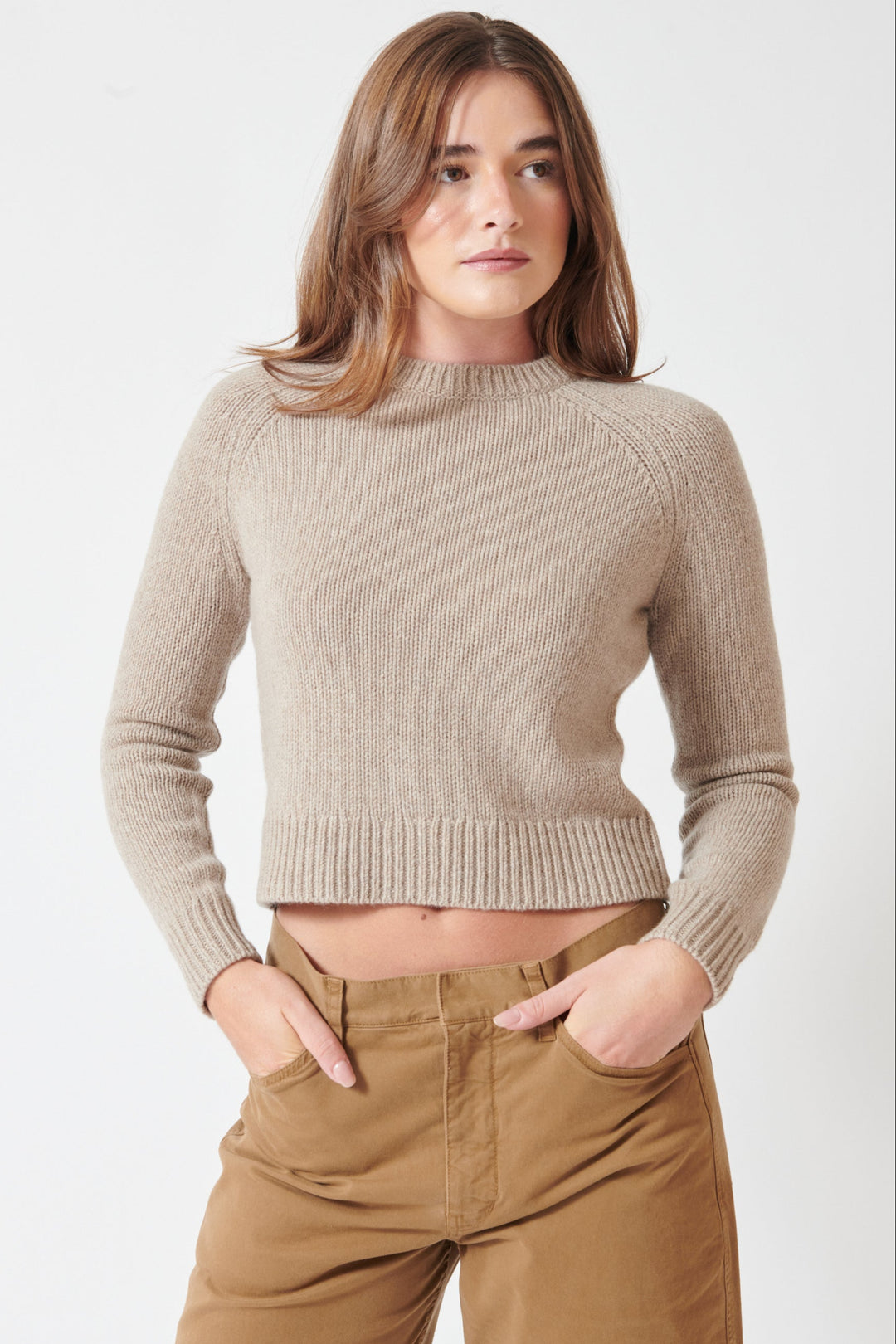 Julia wearing Nili Lotan Laurel Sweater front view