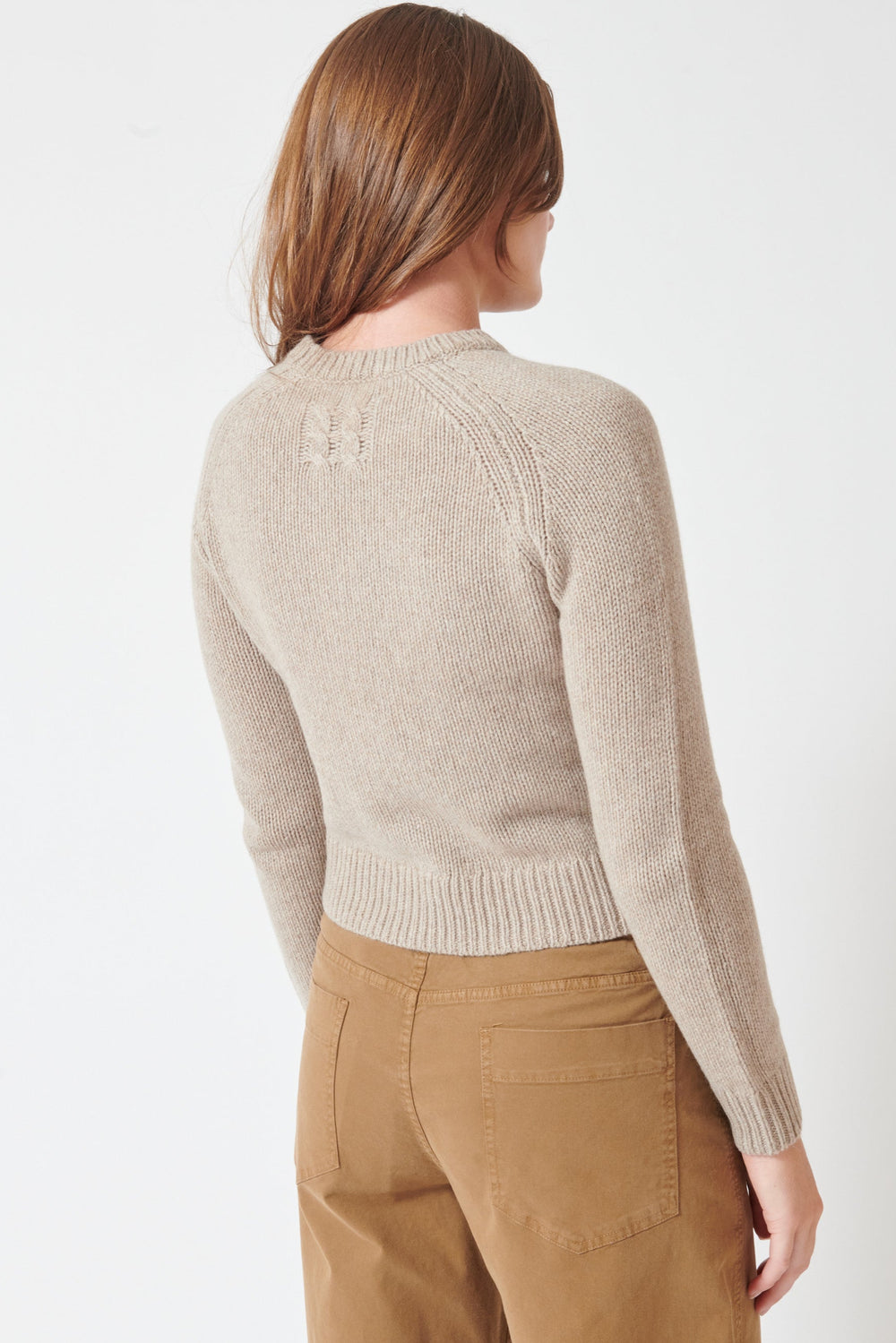 Julia wearing Nili Lotan Laurel Sweater rear view