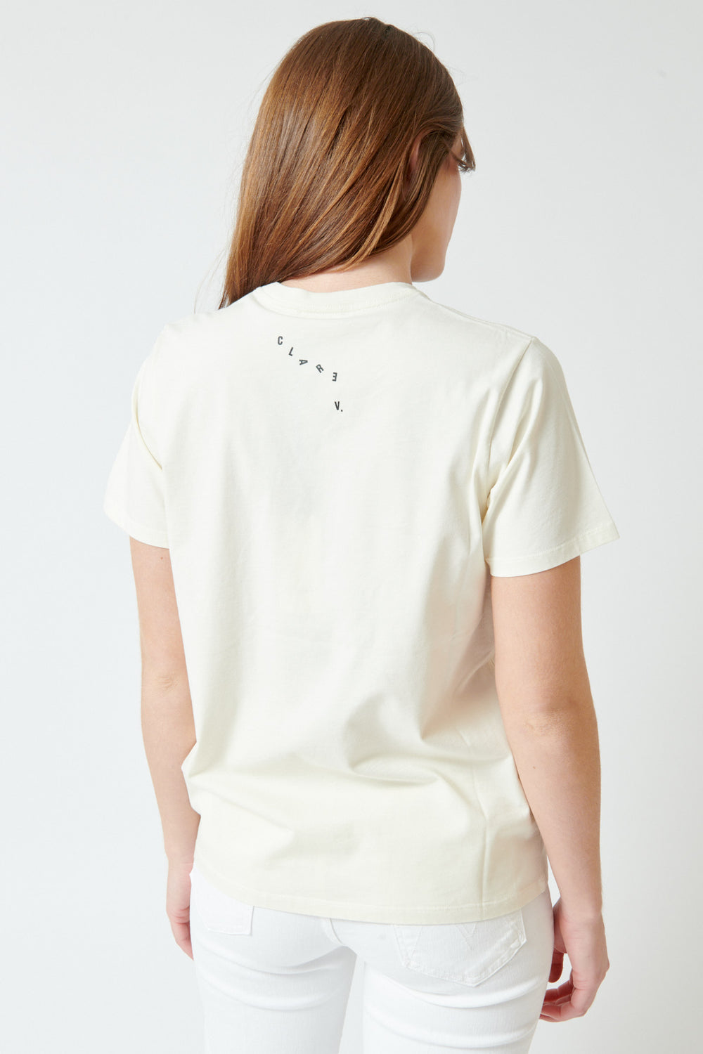 Julia wearing Clare V. Original Tee rear view