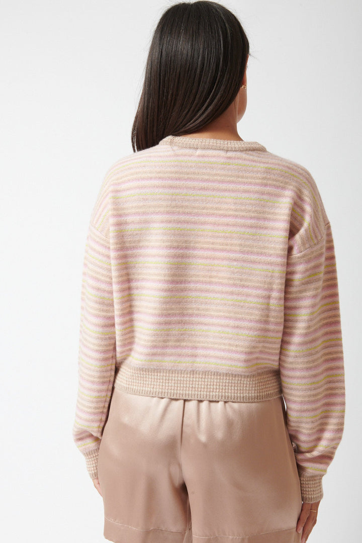 Amanda wearing Stevie Shrunken Crewneck Pullover rear view