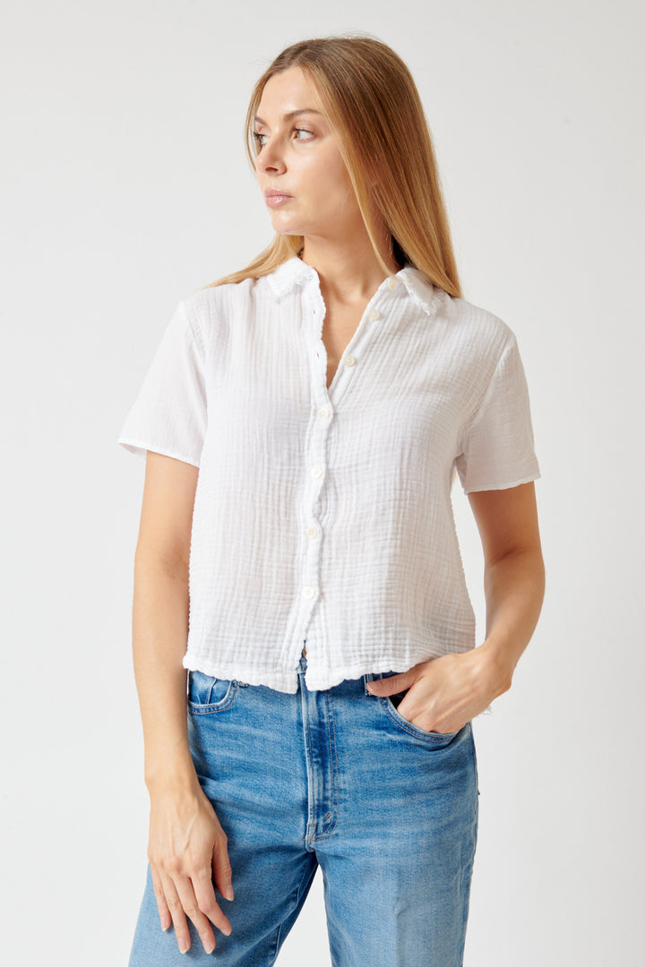 Mari wearing Raquel Allegra Calista Blouse front view