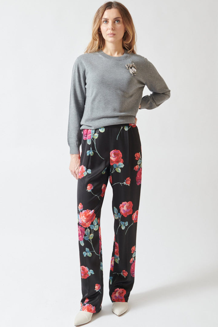 Mari wearing N°21 Bright Floral Viscose Pull On PJ Pant front view