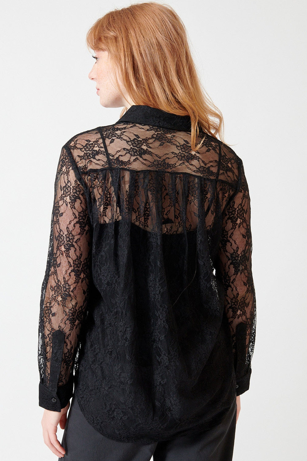 Waverly wearing Apiece Apart Alva Button Up rear view