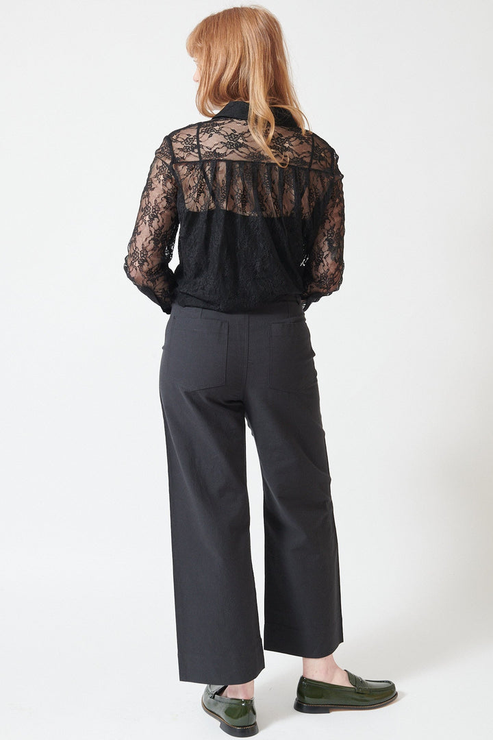 Waverly wearing Apiece Apart Classic Merida Pant rear view