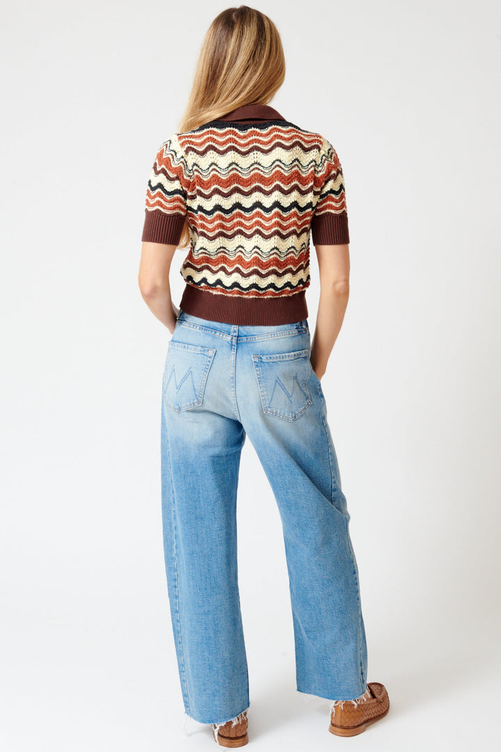 Mari wearing Mother Denim The Half Pipe Ankle Fray rear view