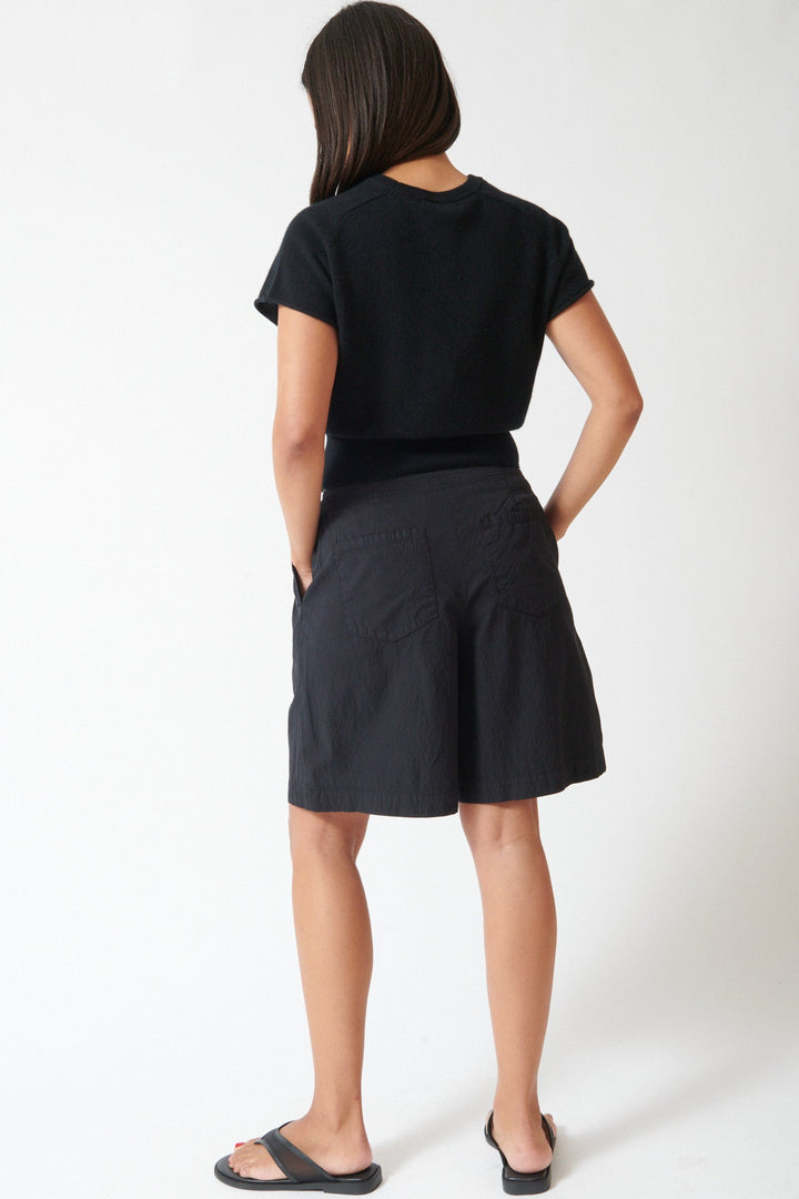 Amanda wearing Sablyn Gemma E Cinched Longer Short rear view