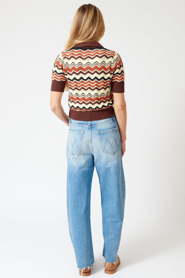 Mari wearing Mother Denim The Half Pipe Ankle Fray rear view