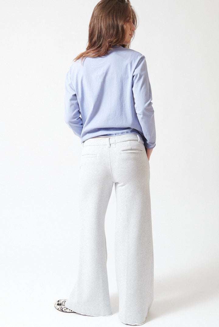 Sophie wearing Frank & Eileen Riley Wide Trouser Sweatpant rear view