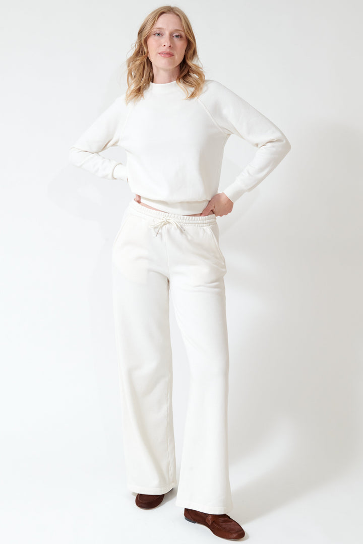 Madi wearing SPRWMN Baggy Sweatpants front view