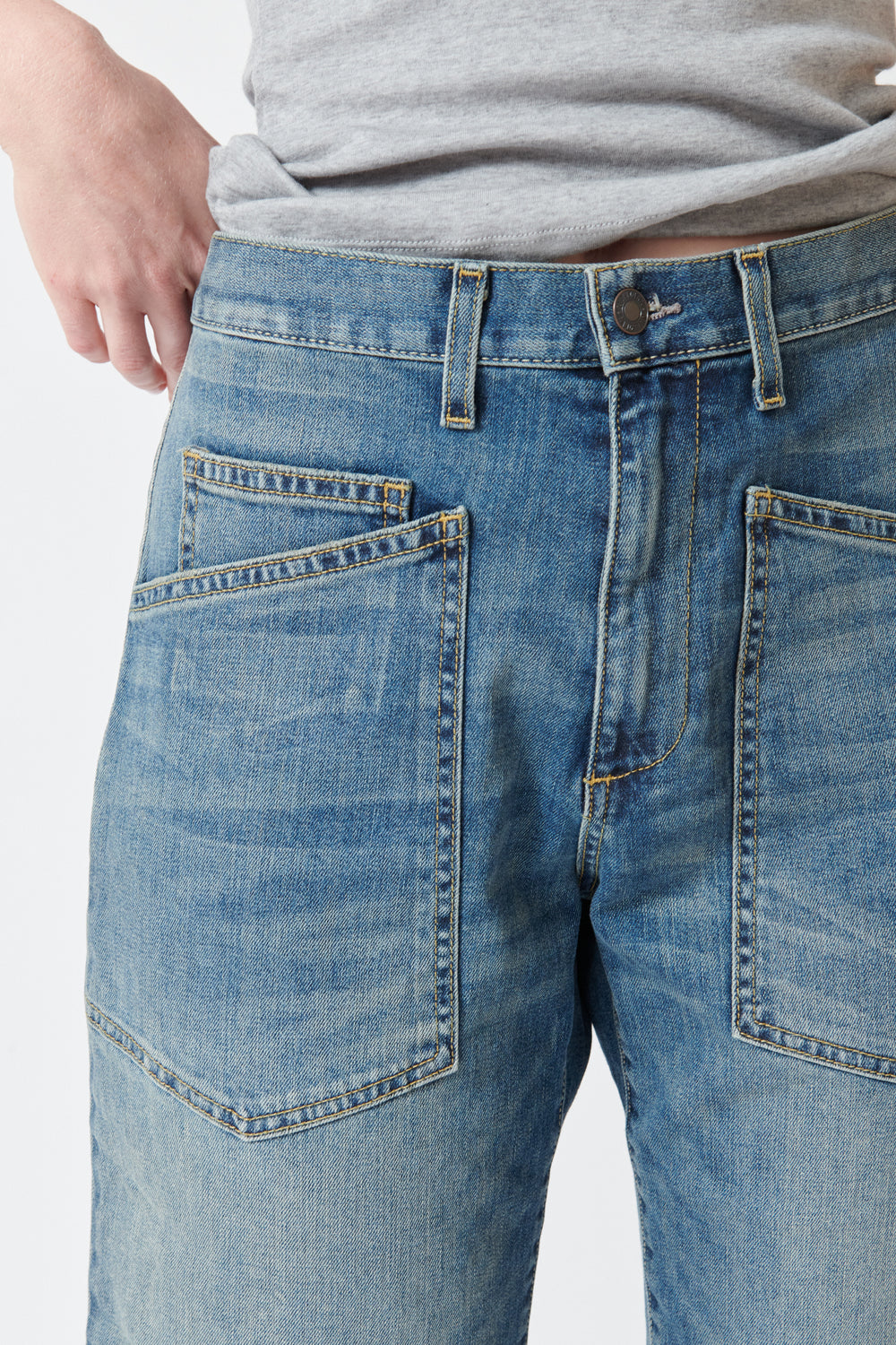 Madi wearing Nili Lotan Shon Jean front view