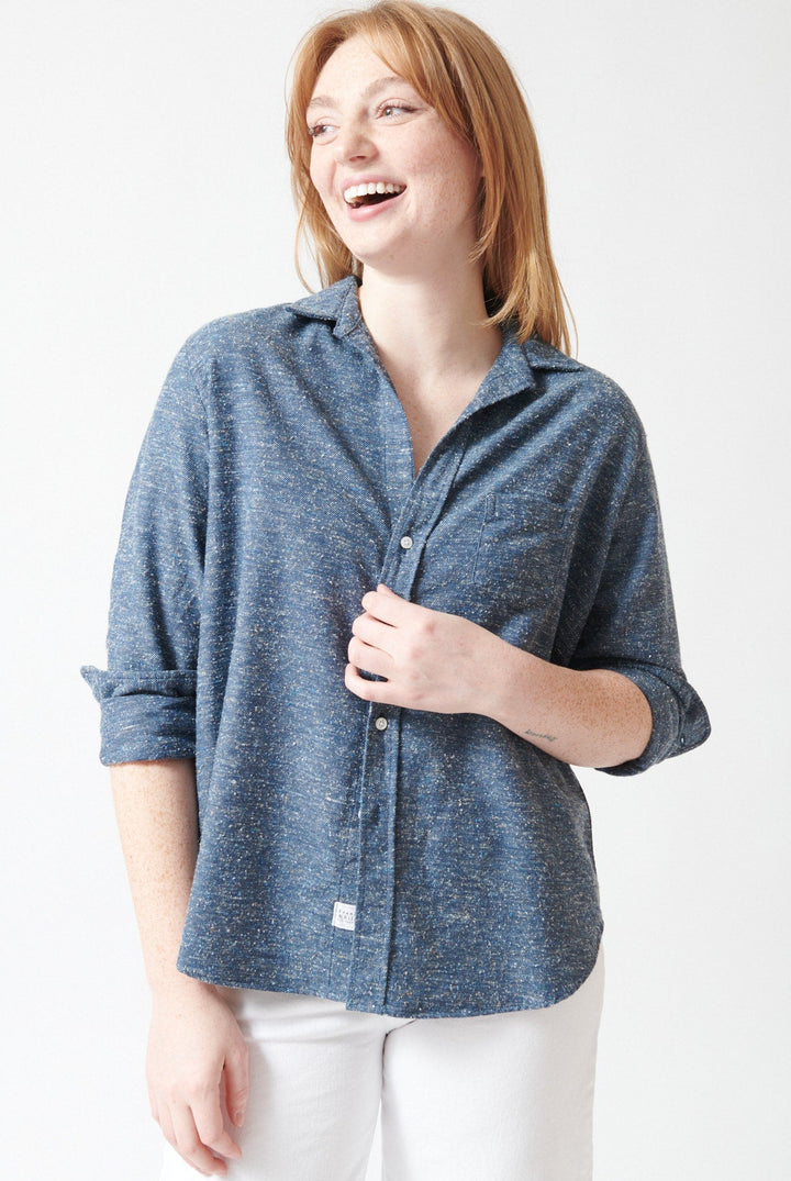 Waverly wearing Frank & Eileen Eileen Relaxed Button Up Shirt front view