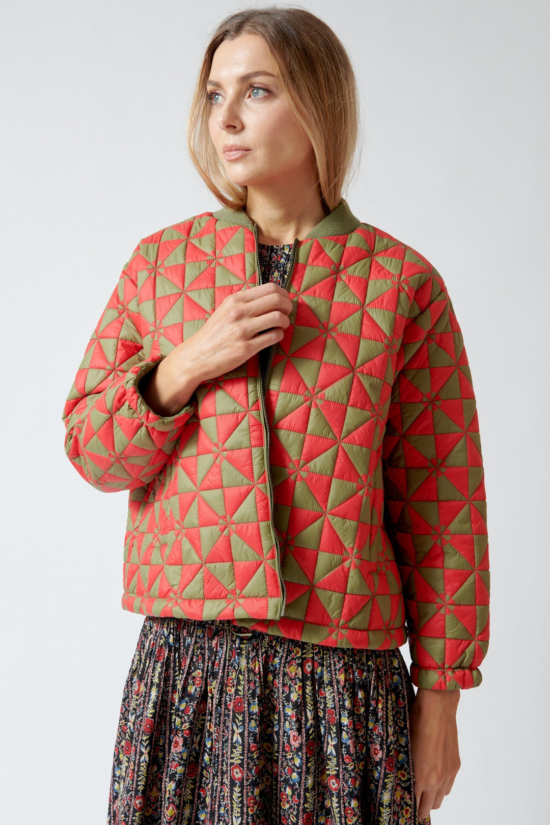 Mari wearing The Great The Alps Puffer Jacket front view