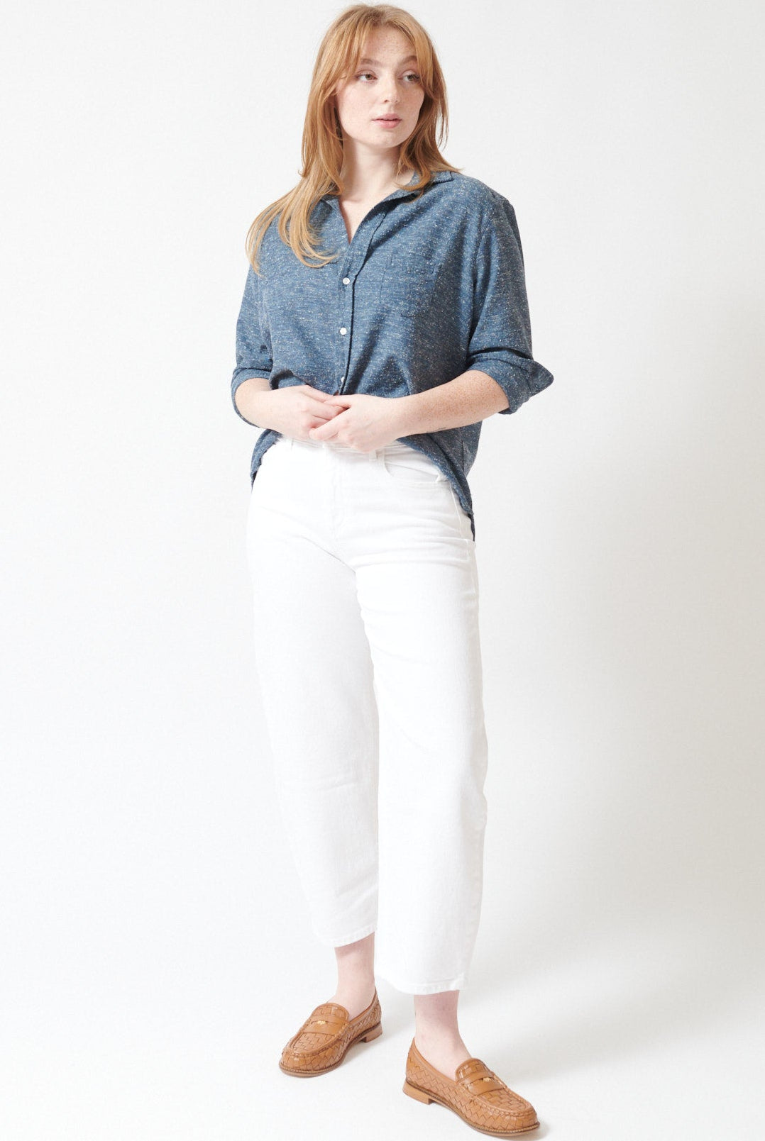 Waverly wearing Frank & Eileen Brennan Barrel Jean front view