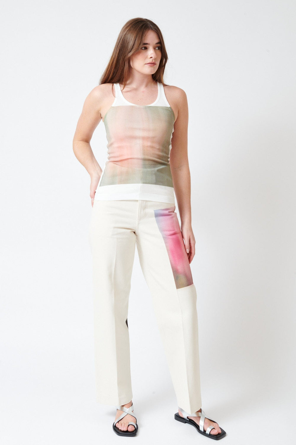 Julia wearing Tanaka The Jean Trousers front view