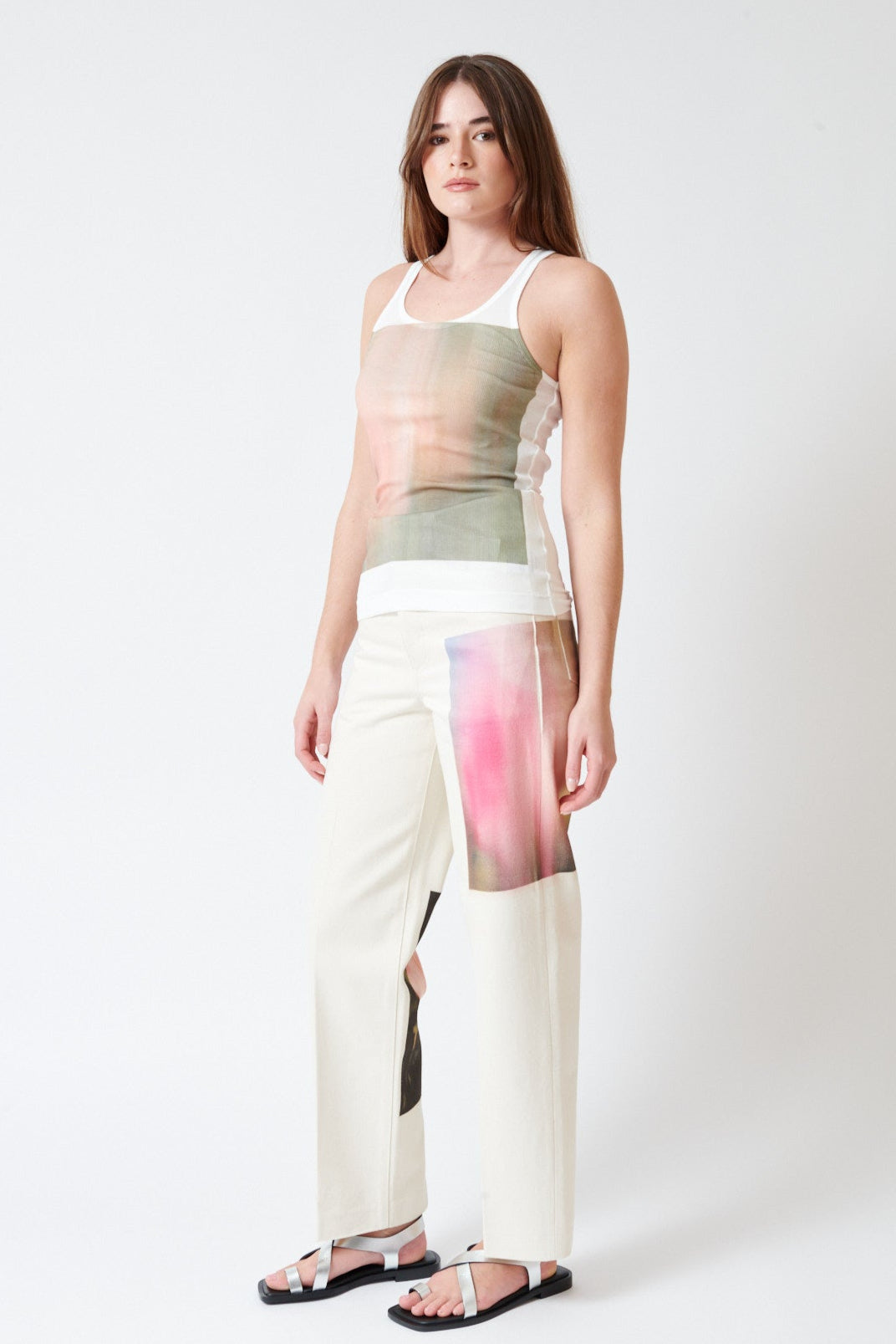 Julia wearing Tanaka The Jean Trousers front view