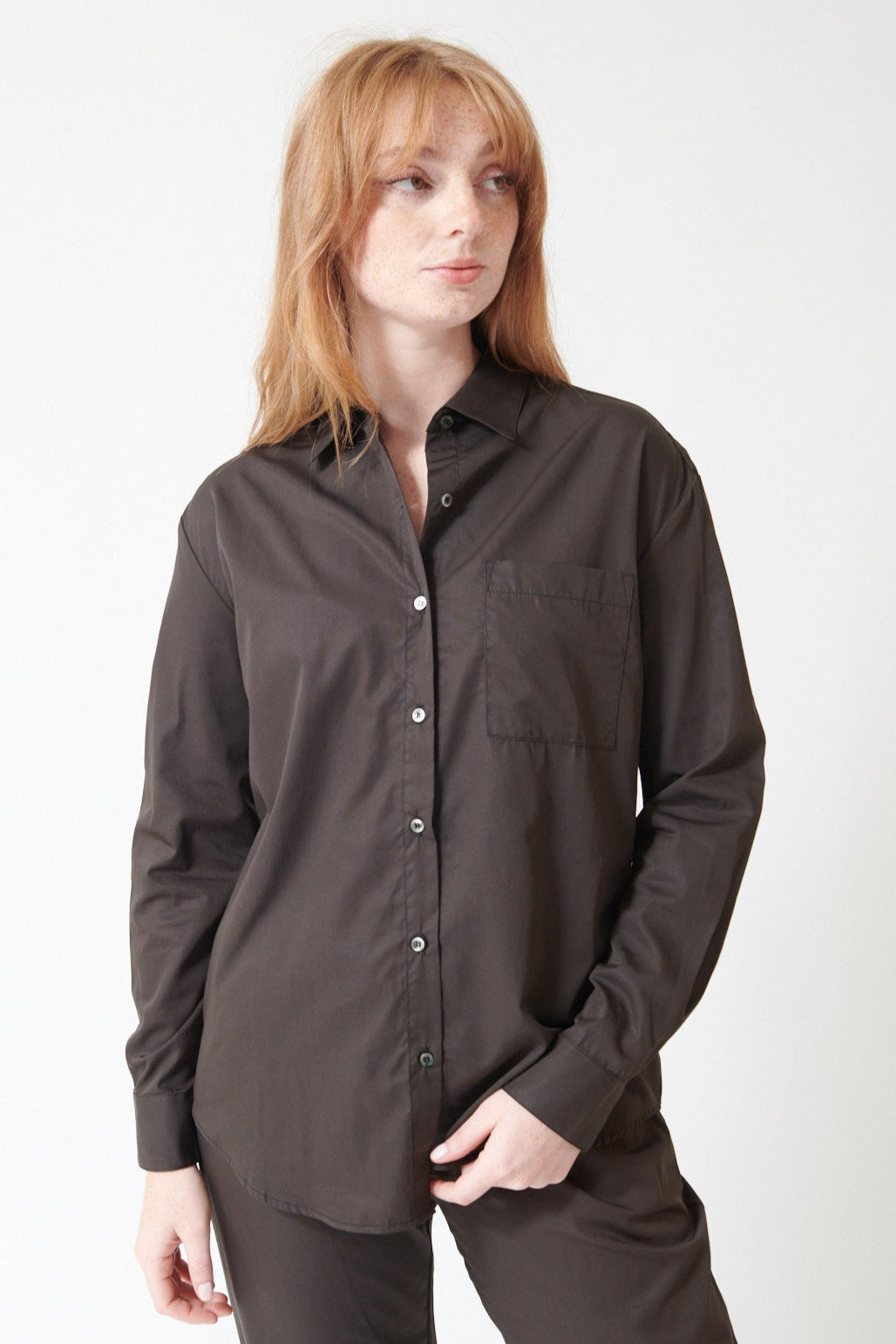 Waverly in a LESET Yoshi Classic Button Down, front view