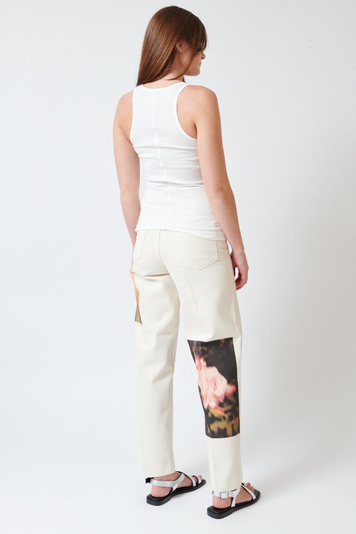 Julia wearing Tanaka The Jean Trousers rear view