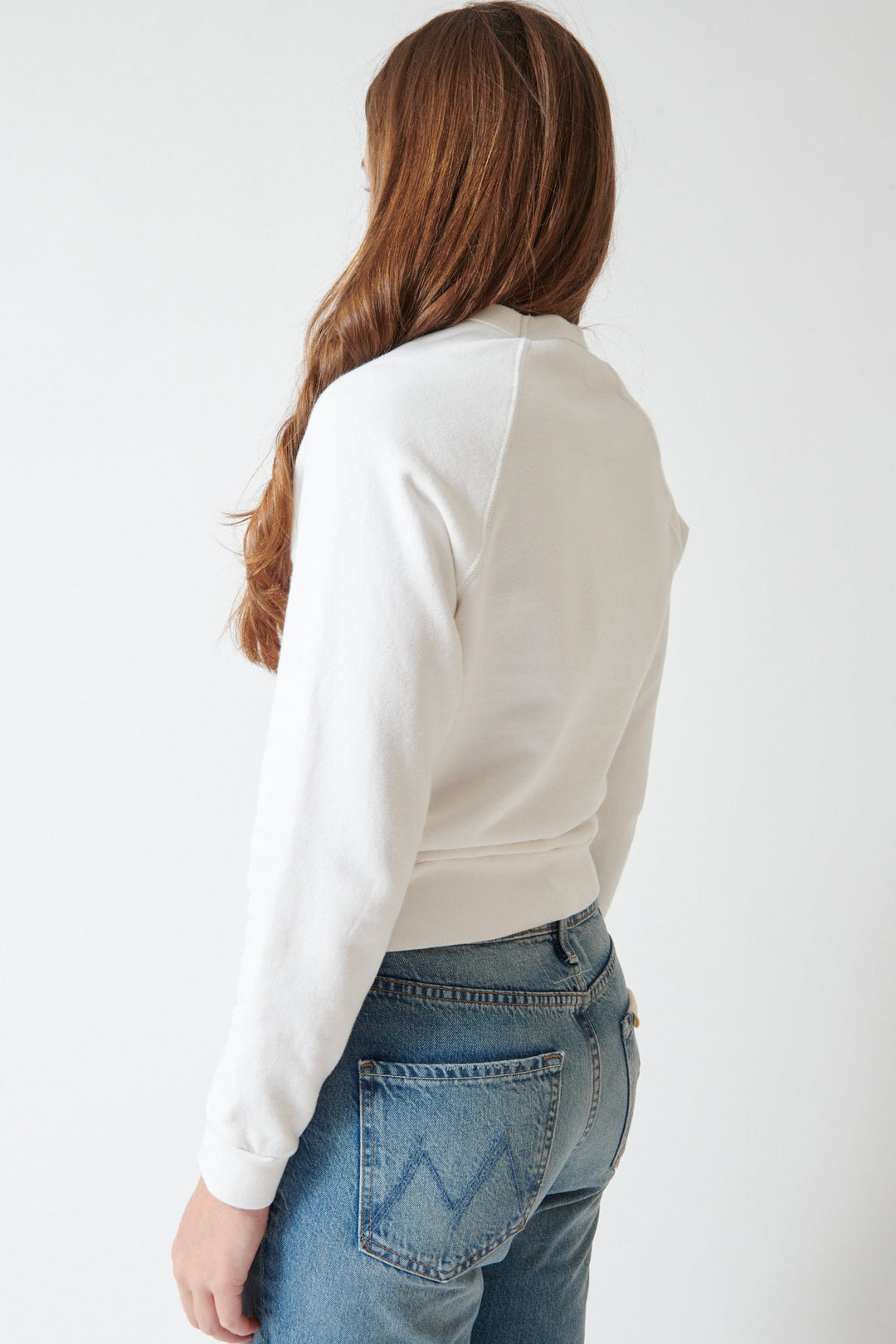 Julia wearing Mother Denim The Itty Concert rear view