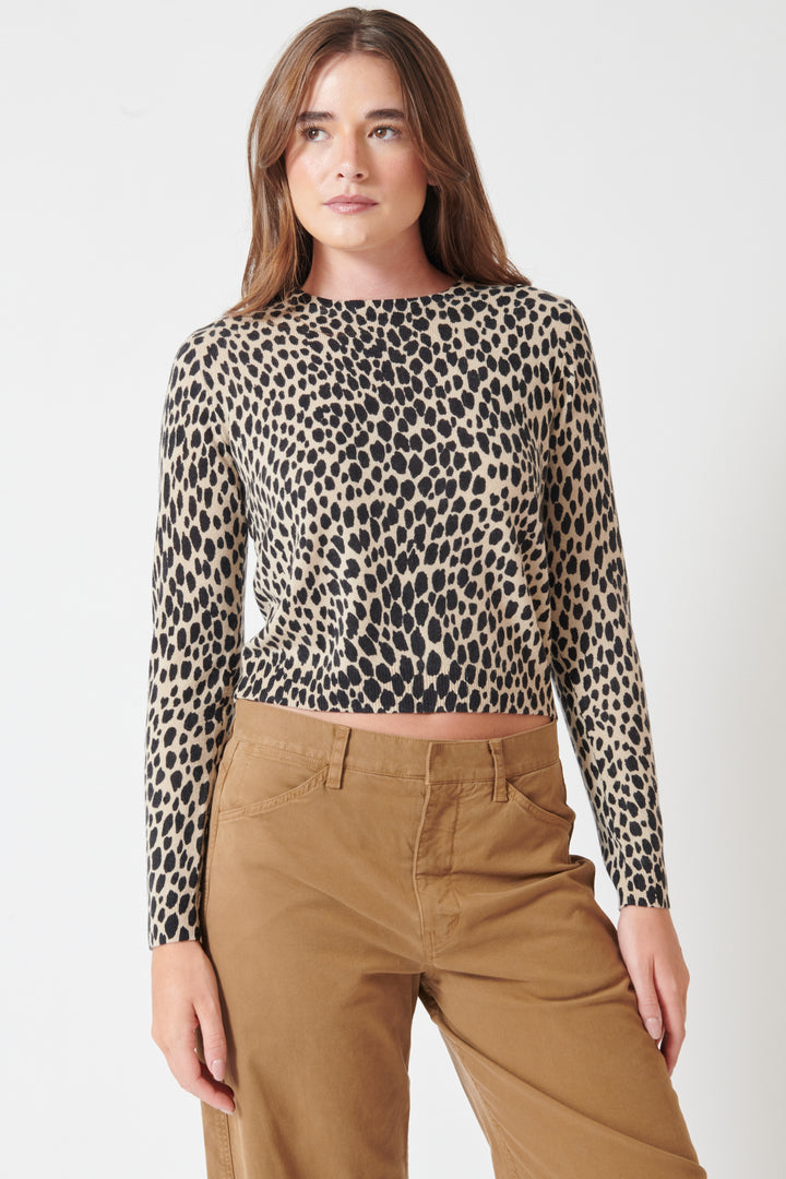 Julia wearing Nili Lotan Laevin Printed Sweater front view