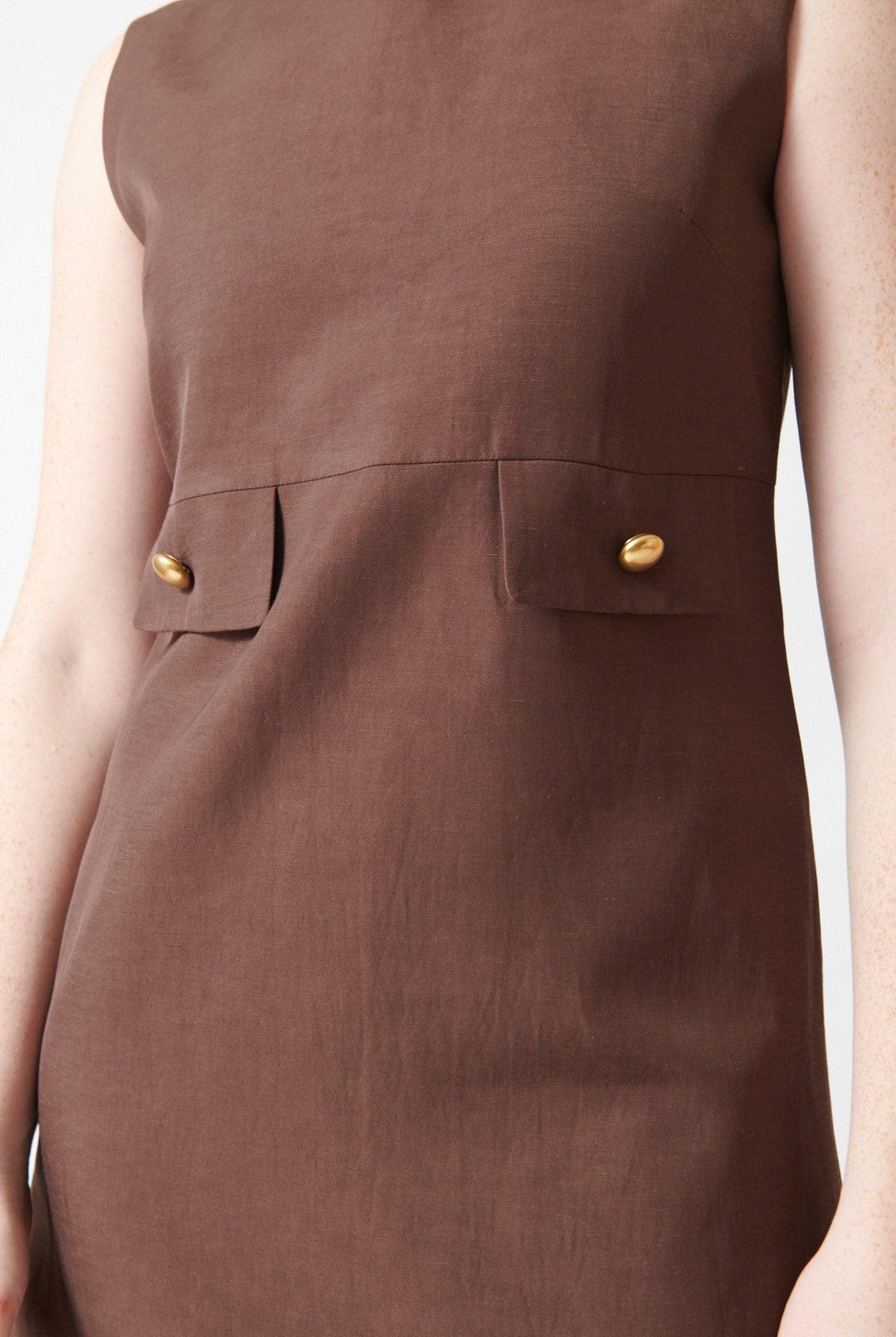 Waverly wearing P.A.R.O.S.H. Raisa Dress front/detail view