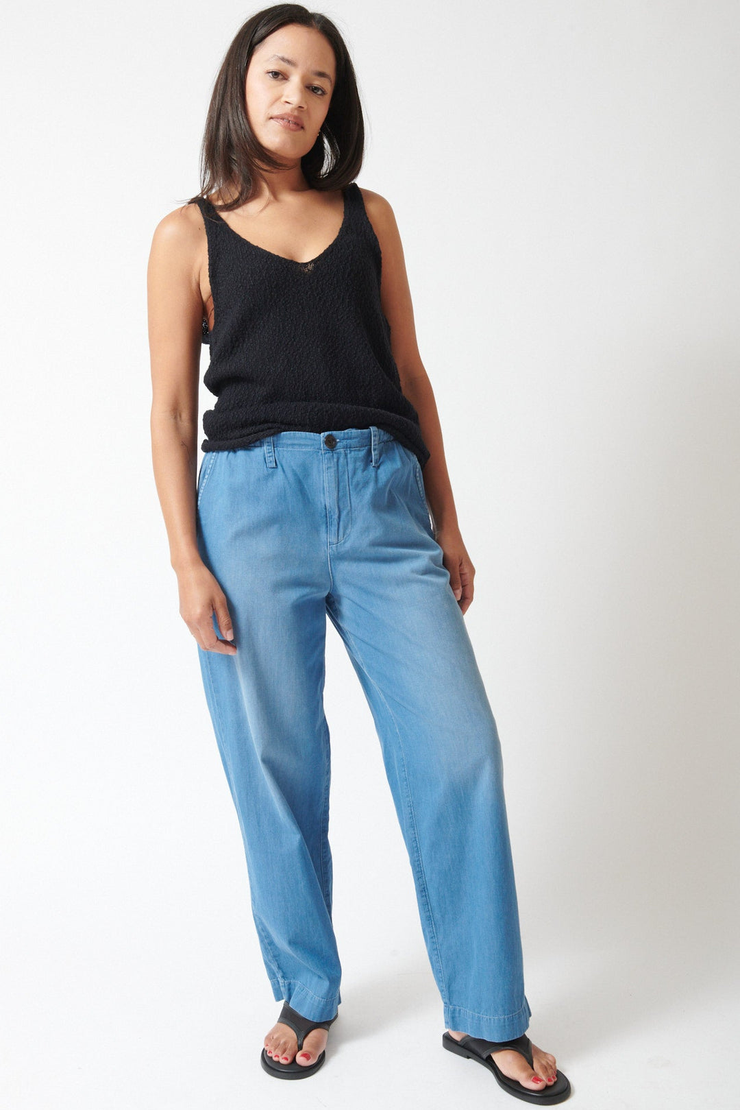 Amanda wearing SPRWMN Drawstring Pants Helena front view