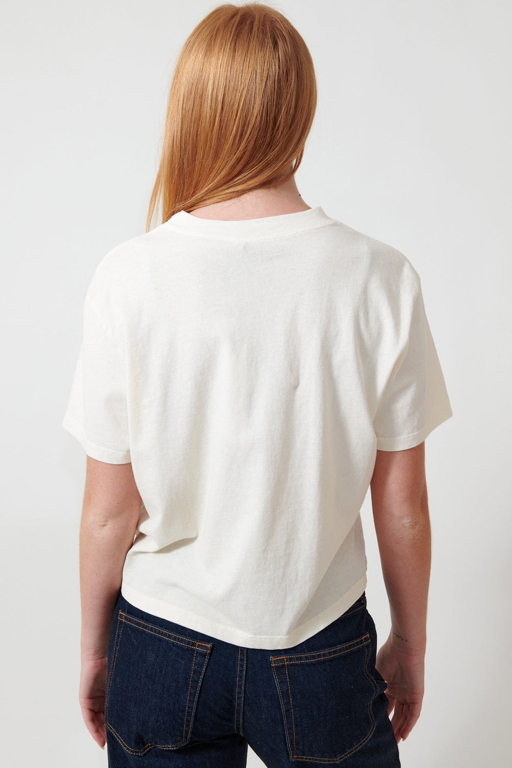 Aysia wearing ASKK NY Shrunken Boy Tee rear view