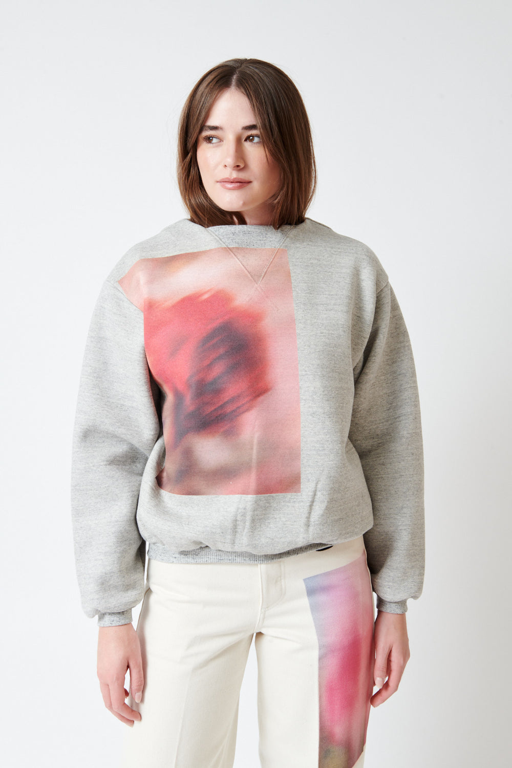 Julia wearing Tanaka The Sweatshirt With Graphic front view