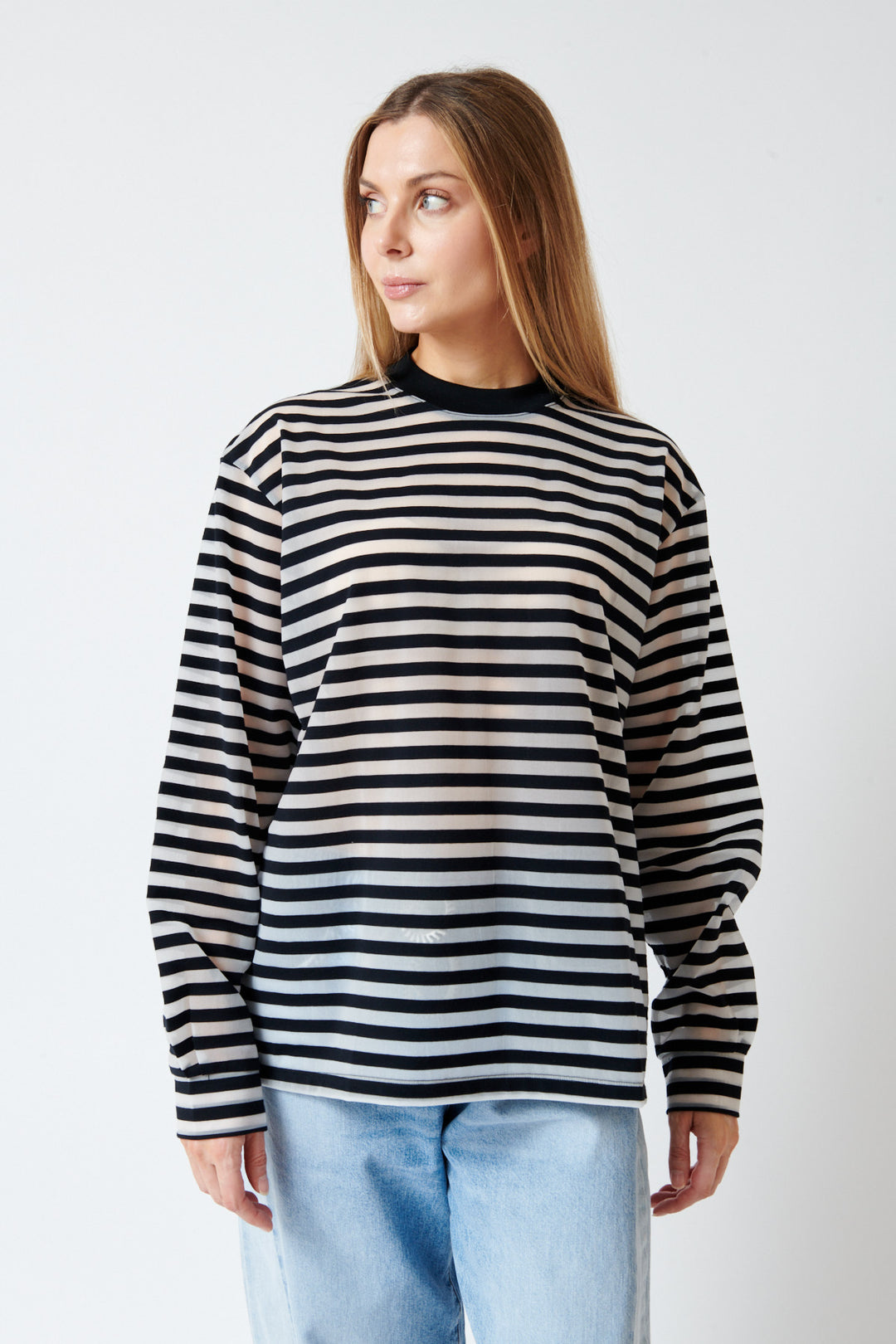 Mari wearing Tanaka The Long Sleeve Tee front view