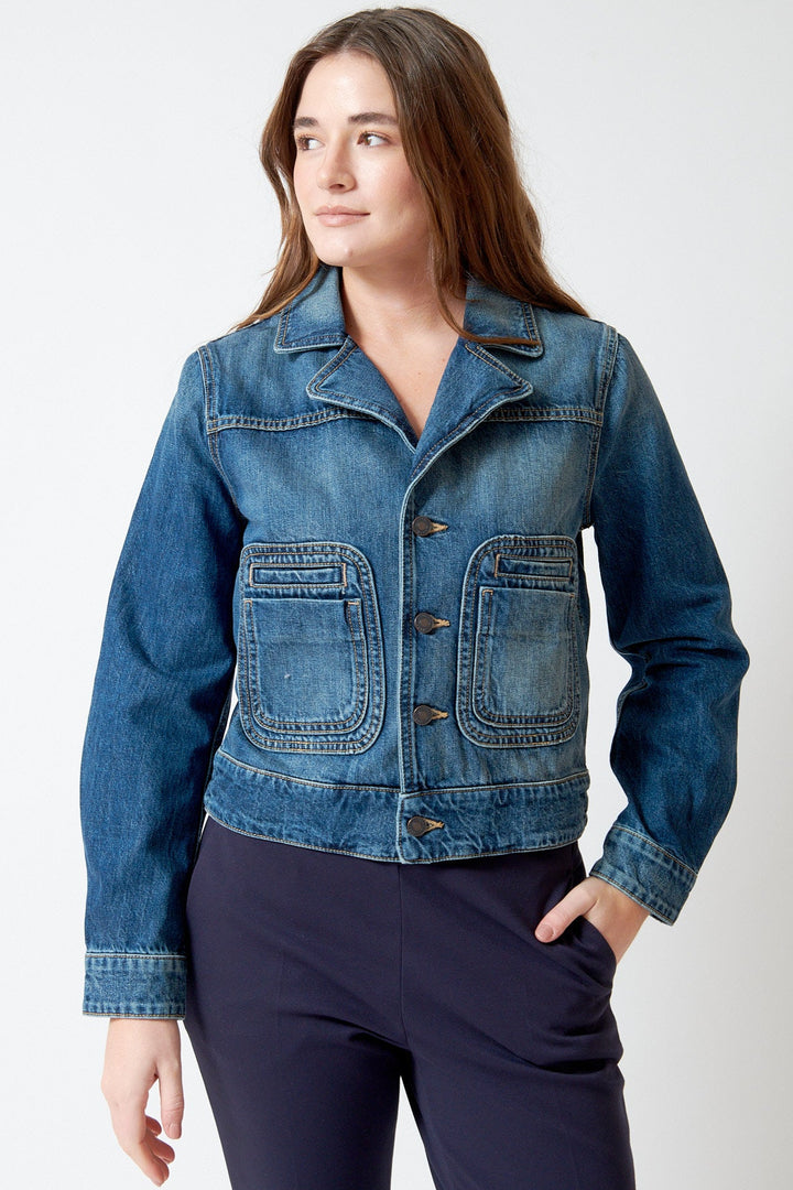 Julia wearing Nili Lotan Georgy Denim Jacket front view