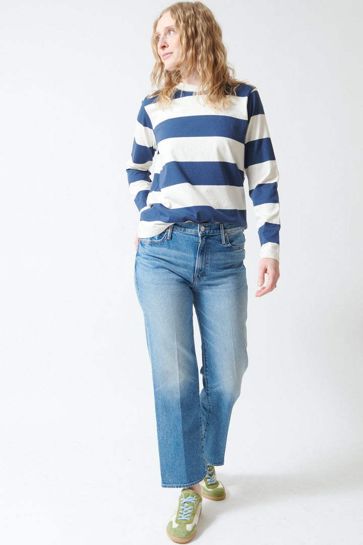 Madi wearing Mother Denim The Kick It Ankle front view