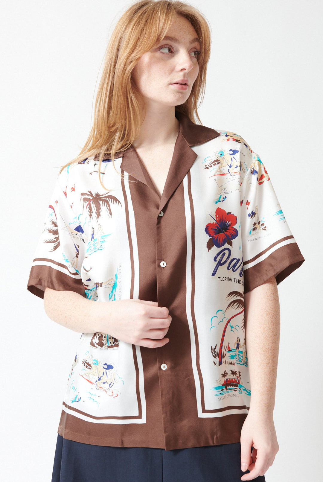 Waverly wearing P.A.R.O.S.H. Scard Shirt front view