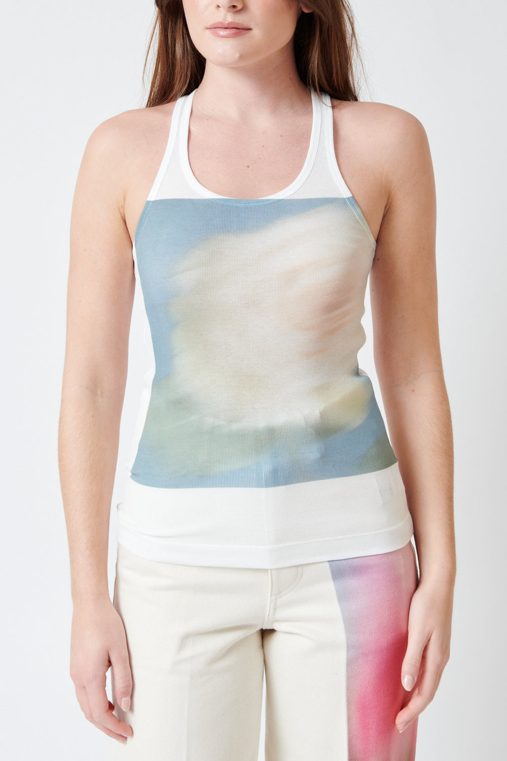 Julia wearing Tanaka Tank Top front view