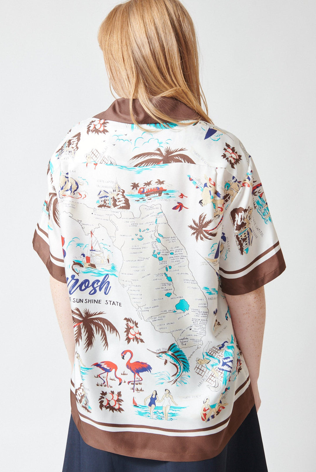 Waverly wearing P.A.R.O.S.H. Scard Shirt rear view