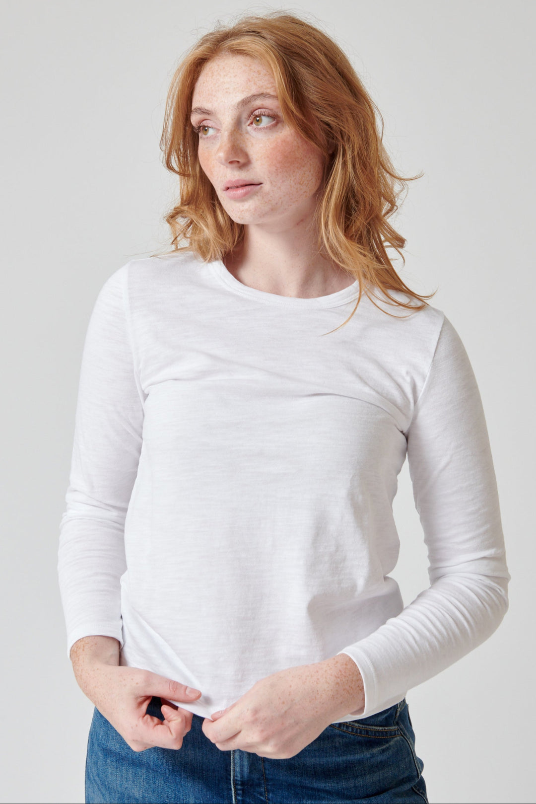 Waverly wearing Lilla P Long Sleeve Crewneck Tee front view