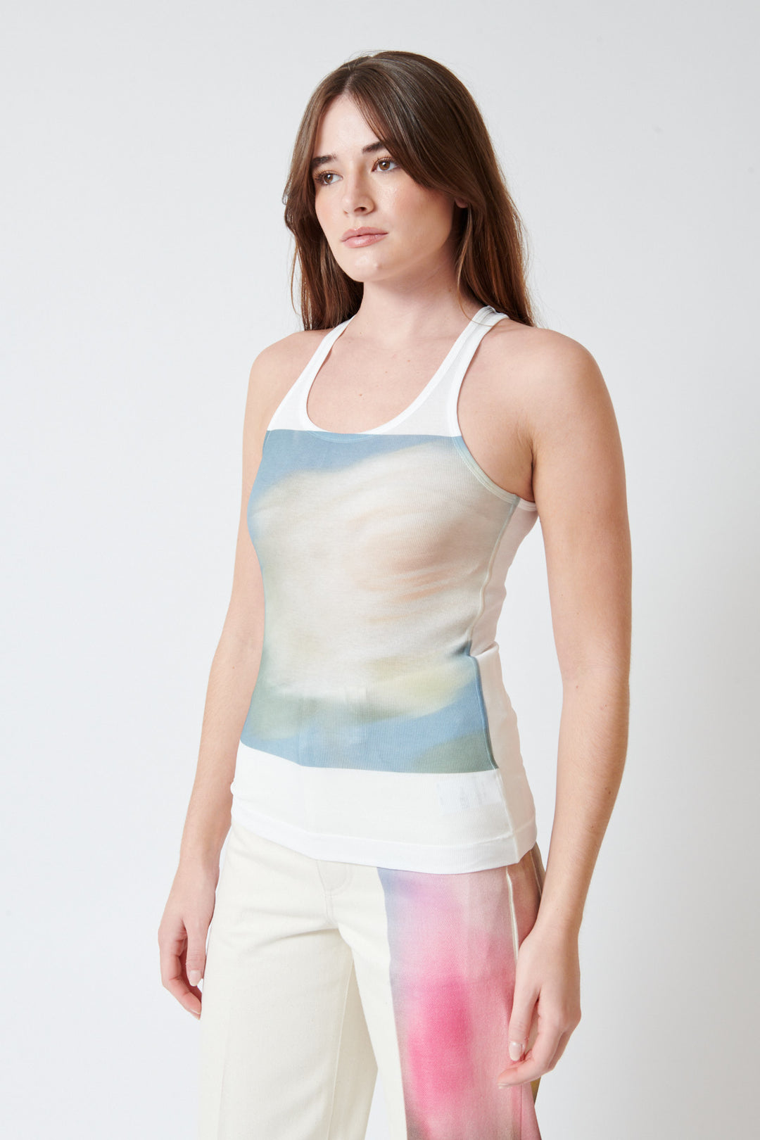 Julia wearing Tanaka Tank Top front view