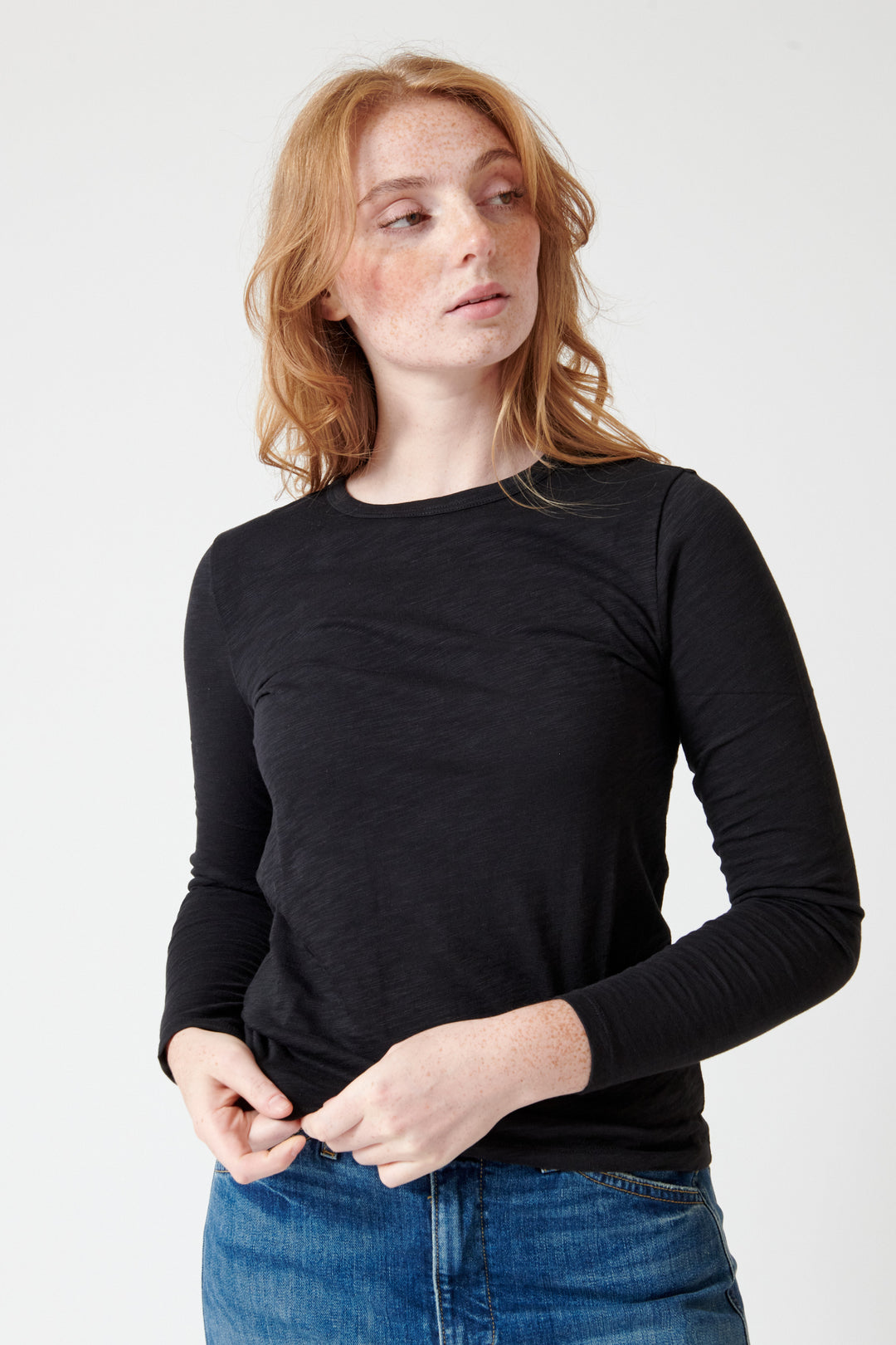 Waverly wearing Lilla P Long Sleeve Crewneck Tee front view