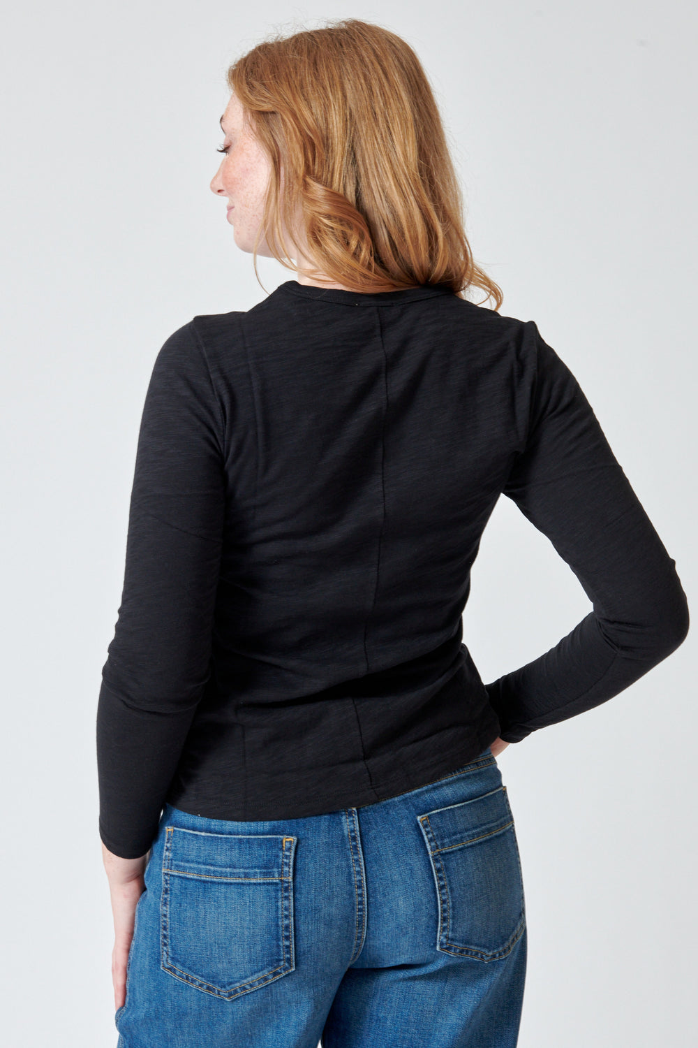 Waverly wearing Lilla P Long Sleeve Crewneck Tee rear view