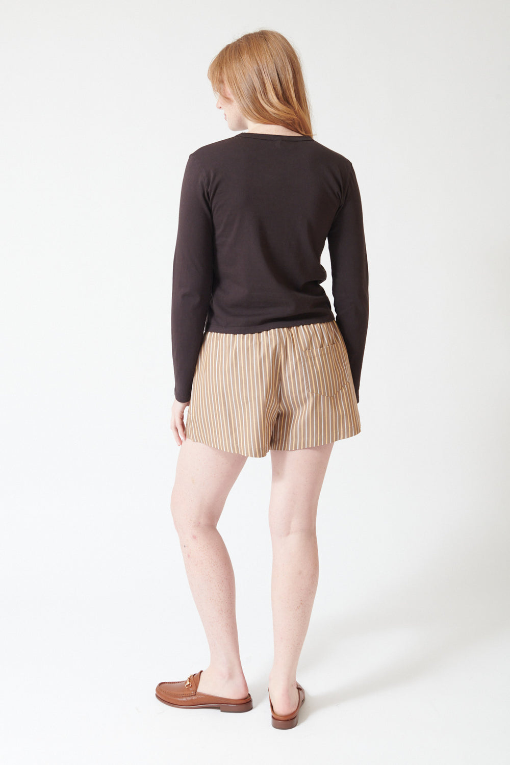 Waverly wearing LESET Yoshi Boxer Short, rear view