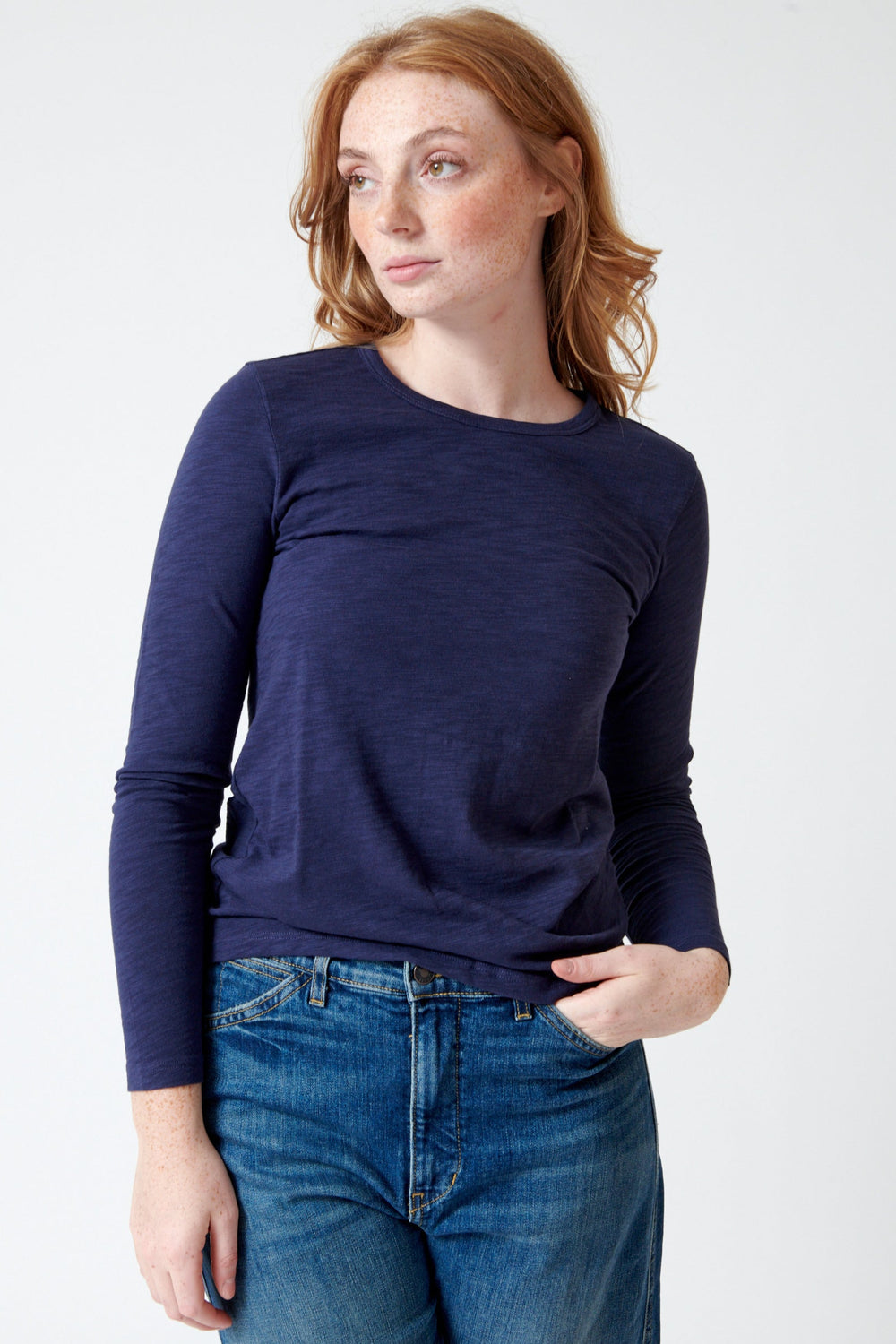Waverly wearing Lilla P Long Sleeve Crewneck Tee front view
